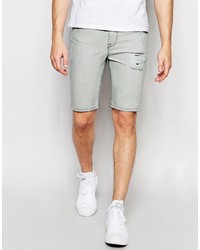 Asos Brand Super Skinny Denim Shorts In Light Gray With Spray Coating