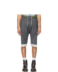 R13 Grey Low Crotch Belt Shorts