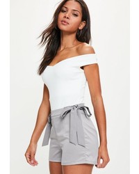 Missguided Grey Tie Side Detail Tailored Shorts