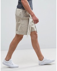 Asos Slim Shorts With Safari Strap Detail In Stone