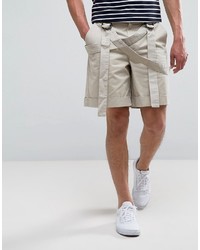 Asos Slim Shorts With Safari Strap Detail In Stone