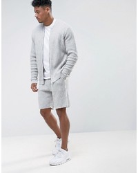 Asos Textured Shorts In Pale Gray