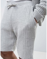 Asos Textured Shorts In Pale Gray