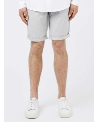 Topman Grey Long Length Skinny Fit Chino Shorts