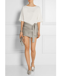 Jay Ahr Wrap Effect Coated Stretch Knit Shorts
