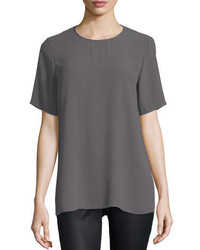 Eileen Fisher Short Sleeve Silk Box Top Plus Size