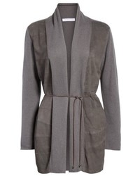 Fabiana Filippi Suede Trim Wool Silk Cashmere Cardigan