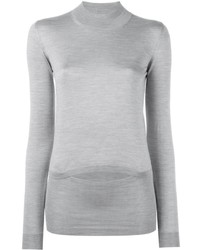 Grey Silk Crew-neck Sweater