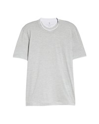 Brunello Cucinelli Slim Fit Silk Cotton T Shirt In Cc559 Pearl Grey At Nordstrom