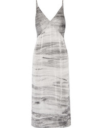 Grey Silk Midi Dress