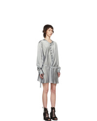 Ann Demeulemeester Grey Silk Shirt Dress