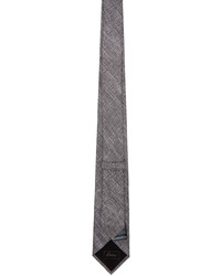 Brioni Brown White Silk Standard Tie Pocket Square Set