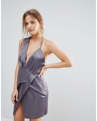 Grey Silk Wrap Dress