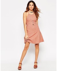 Asos Collection Skater Dress In Rib With Halter Neck Detail