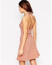 Asos Collection Skater Dress In Rib With Halter Neck Detail