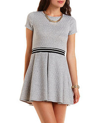 Charlotte Russe Quilted Sporty Striped Skater Dress