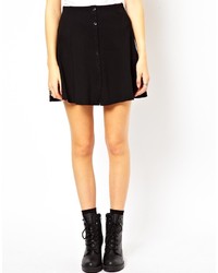 Asos Skater Skirt In Rib With Button Front