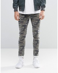 Asos Brand Super Skinny Jeans In Camo