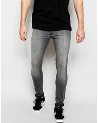 Asos Brand Extreme Super Skinny Jeans In Gray