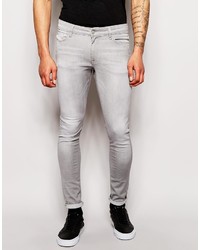 Asos Brand Extreme Super Skinny Jeans In Light Gray