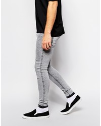 Asos Brand Extreme Super Skinny Jeans With Acid Wash