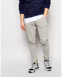 Asos Brand Skinny Jeans In Light Gray Wash
