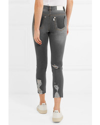 Sjyp Cropped Distressed Mid Rise Skinny Jeans