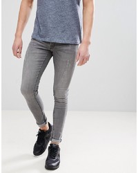 Hoxton Denim Extreme Skinny Jeans In Mid Grey