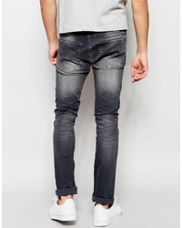 Jack and Jones Jack Jones Washed Gray Jeans In Skinny Fit With Stretch