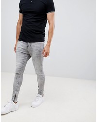 Religion Skinny Fit Jean With Stretch And Zips In Grey