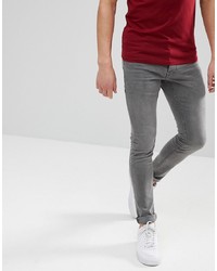 Solid Skinny Fit Jeans In Grey