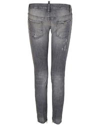 Dsquared2 Skinny Jeans In Grey Distressed