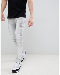 ASOS DESIGN Super Skinny Biker Jean With Cargo Pockets In Grey