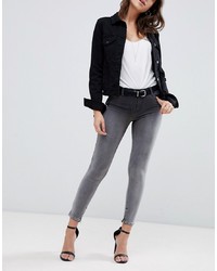 Replay  Touch Super High Raised Cropped Jeans In Ombre Black Wash