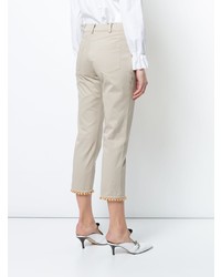 Rosie Assoulin Cropped Beaded Trim Trousers