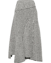 3.1 Phillip Lim Asymmetric Frayed Boucl Midi Skirt Gray