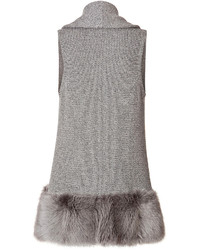 Ralph Lauren Collection Cashmere Silk Vest With Shearling Trim