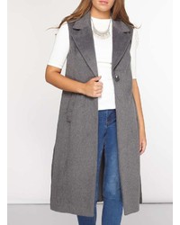 Petite Grey Sleeveless Coat