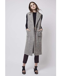 Textured Wool Blend Sleeveless Coat