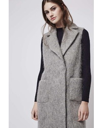 Textured Wool Blend Sleeveless Coat