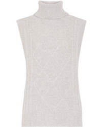 Madeleine Thompson Arin Split Side Wool And Cashmere Blend Turtleneck Sweater Light Gray