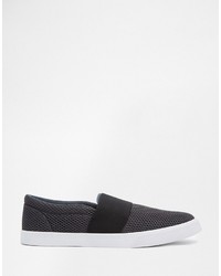 Asos Brand Slip On Sneakers In Gray Mesh With Elastic Strap