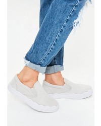 Missguided Grey Wave Sole Slip On Flatform Sneakers