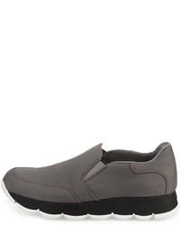 Prada Linea Rossa Nylon Tech Slip On Sneaker Ghiaia