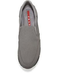 Prada Linea Rossa Nylon Tech Slip On Sneaker Ghiaia