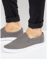 Asos Slip On Sneakers In Washed Gray