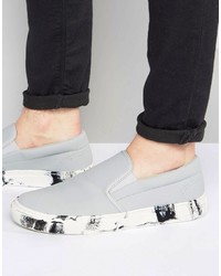 Asos Slip On Sneakers In White With Marble Effect Sole