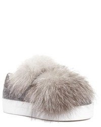 Moncler Victoire Genuine Fox Fur Slip On Sneaker