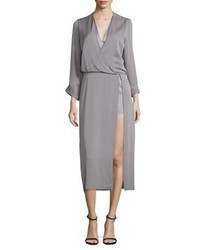 Grey Slit Midi Dress