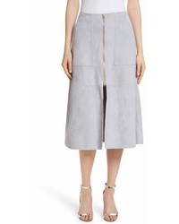 Grey Slit Midi Skirt